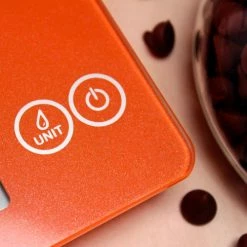 Escali Arti Glass Digital Scale, Orange Sol -Scales Sales 2022 157OS Arti Glass Kitchen Scale LIFESTYLE 2 SQ