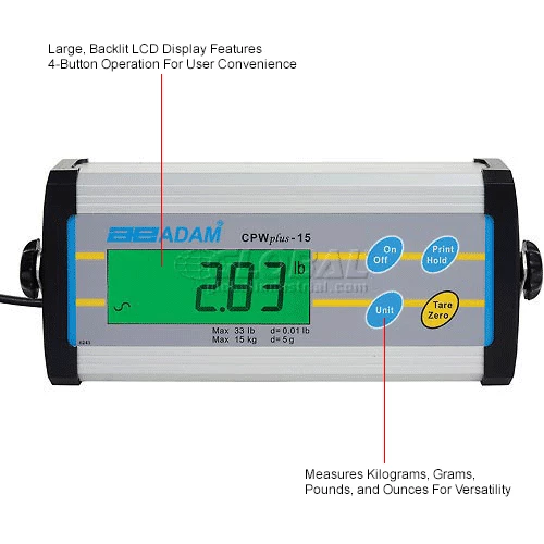 Adam Equipment CPWplus 15 Digital Bench Scale 33lb x 0.01lb 11-13/16" x 11-13/16" Platform 12 Adam Equipment CPWplus 15 Digital Bench Scale 33lb x 0.01lb 11-13/16" x 11-13/16" Platform - Image 10