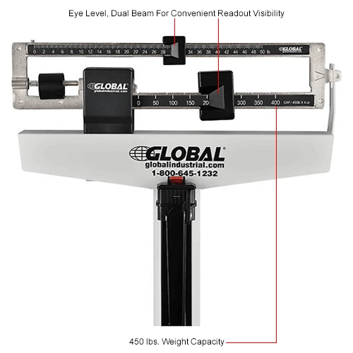 Global Industrial Physician Beam Scale w/ Height Rod, 450 Lb Capacity, 10-7/8"L x 14-13/16"W 17 Global Industrial Physician Beam Scale w/ Height Rod, 450 Lb Capacity, 10-7/8"L x 14-13/16"W - Image 15