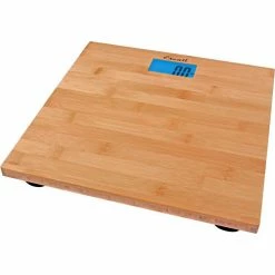 Escali Bamboo Bathroom Scale -Scales Sales 2022 ECO200 Bamboo Bathroom Scale ANGLE