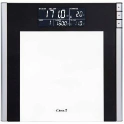 Escali USTT200 Digital Bathroom Scale w/ Extra Large Display, 440lb x 0.2lb/200kg x 0.1kg, Clear